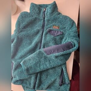 L.L. Bean Womens Teal and Navy Fleece Jacket